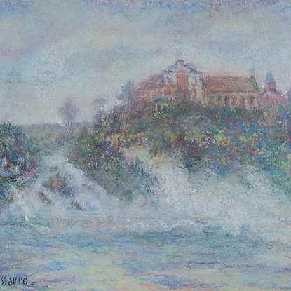 La maison des enfants-Wagner (Rheinfall und Schloss Laufen) - H. Claude Pissarro (b. 1935 - )